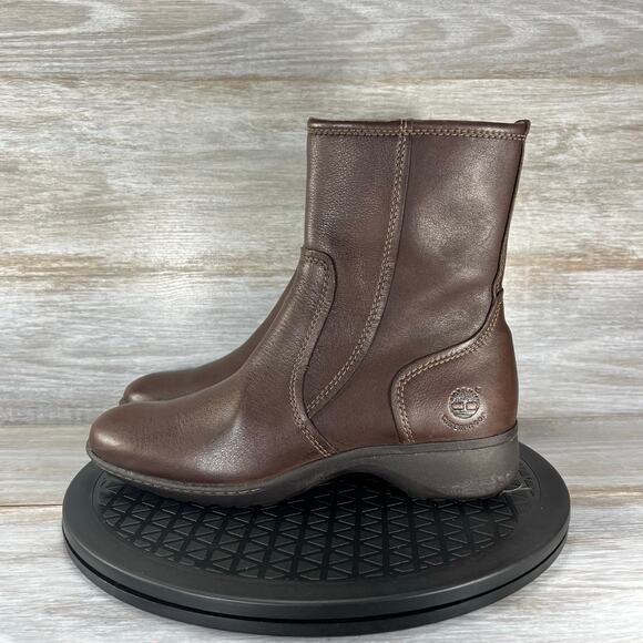 Timberland Women’s Waterproof Brown Leather Zip Up Ankle Boots Size 7 - Picture 1 of 8